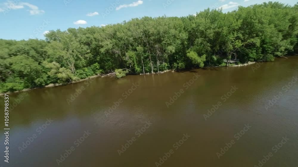 River And Lush Vegetation In Riviere des Prairies, Montreal, Canada - Drone FPV River And Lush Vegetation In Riviere des Prairies, Montreal, Canada - Drone FPV