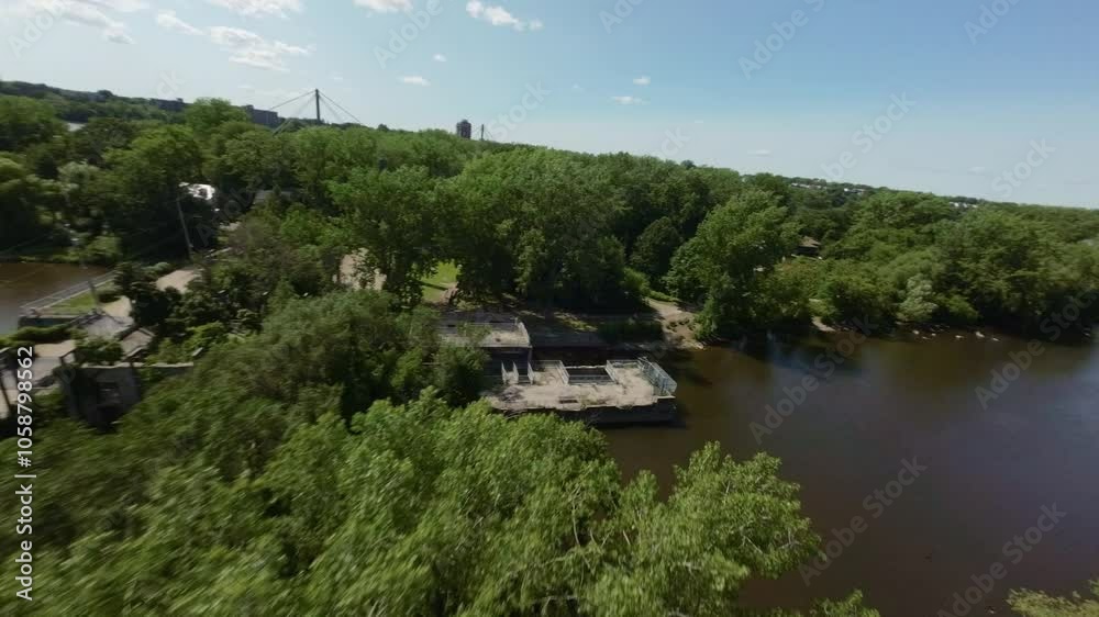 Rivière-des-Prairies In Montreal, Canada At Daytime - Drone FPV Rivière-des-Prairies In Montreal, Canada At Daytime - Drone FPV