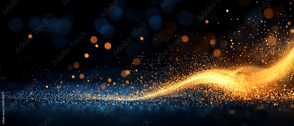 Obraz premium a gold wave against a black backdrop with a radiant beam of light emanating from it