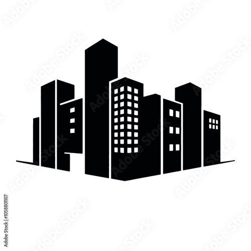 a building logo vector silhouette, a modern shape building logo concept