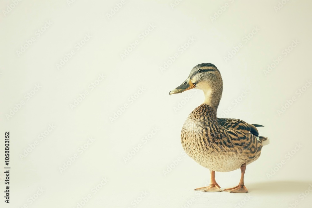 A single duck standing on a white surface, possibly a table or countertop A single duck standing on a white surface, possibly a table or countertop