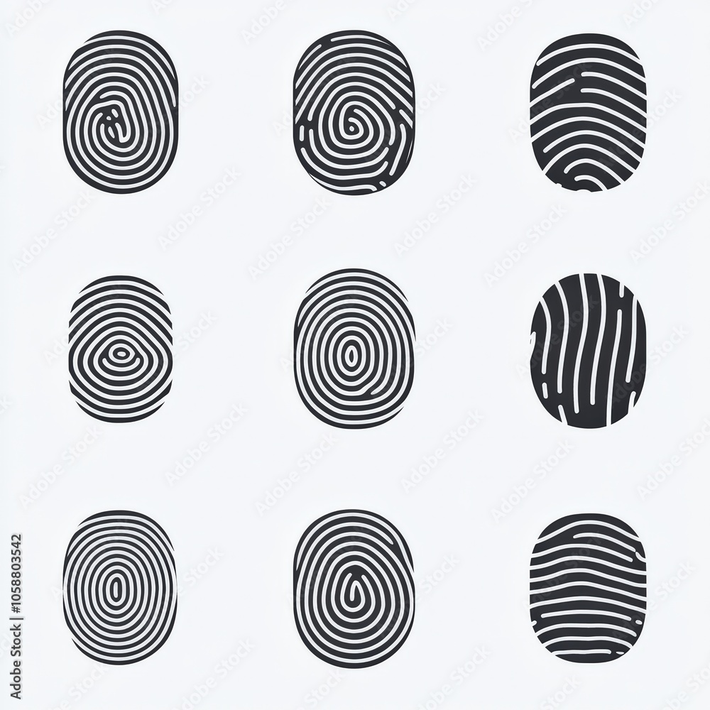Biometric security with fingerprint and retina scan symbols. Biometric security with fingerprint and retina scan symbols.