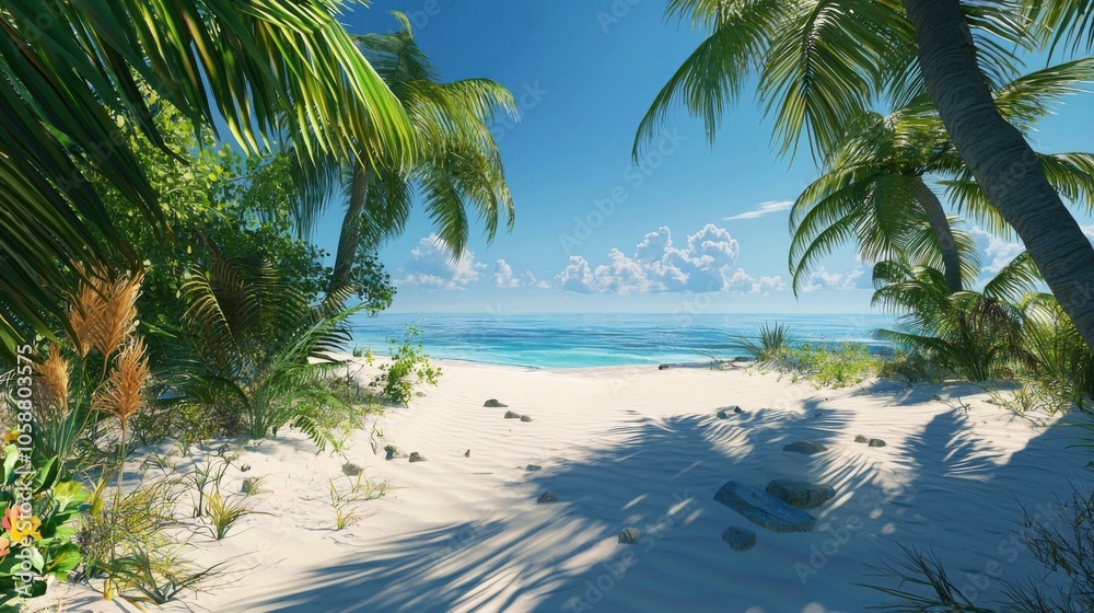 Obraz premium High-Definition 3D Seaside Scenery for Computer Backgrounds
