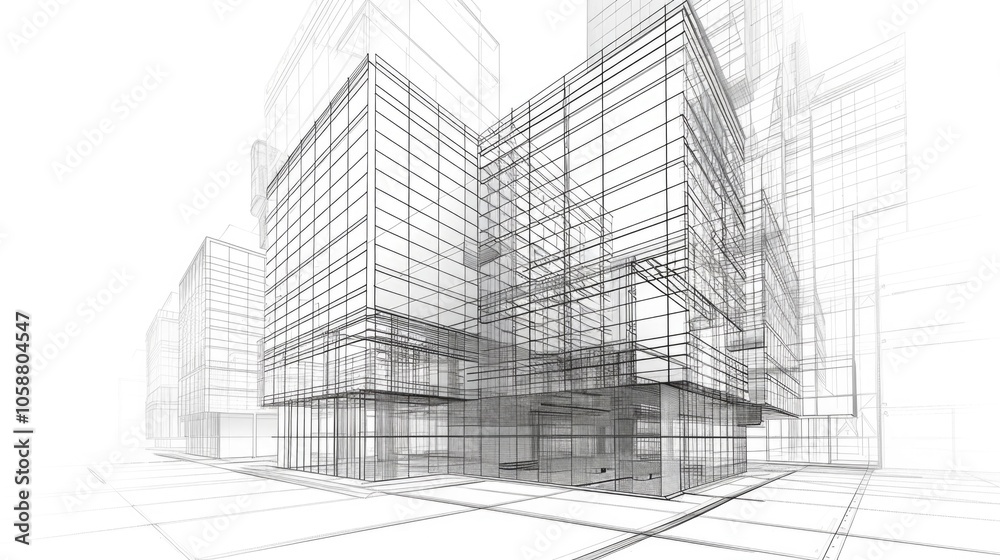 Office Building Outline. Abstract Architecture in Modern City Business Life Office Building Outline. Abstract Architecture in Modern City Business Life