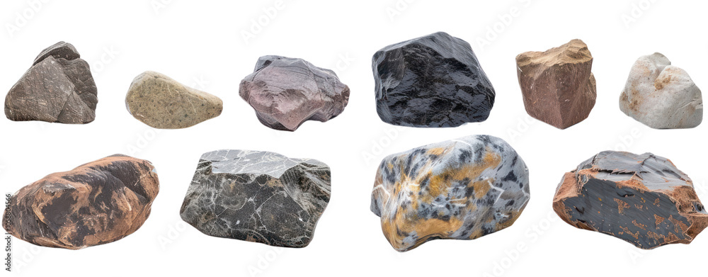 set of ten rock stone Isolate cut out transparent background set of ten rock stone Isolate cut out transparent background