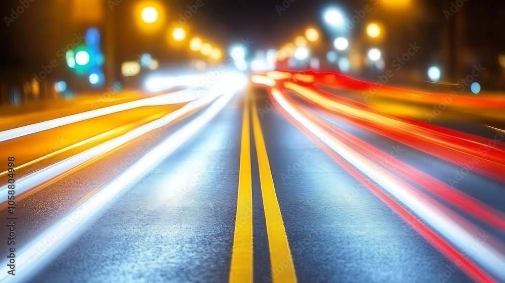 Fototapeta premium Blurry Lights of City Night Plain Textured Background for Web Design and Copy