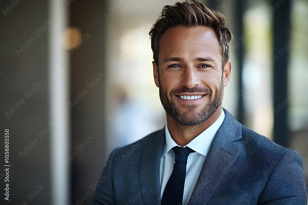 Smiling Businessman in Grey Suit and Tie - Professional Portrait Smiling Businessman in Grey Suit and Tie - Professional Portrait