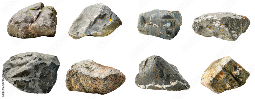set of eight rock stone Isolate cut out transparent background set of eight rock stone Isolate cut out transparent background