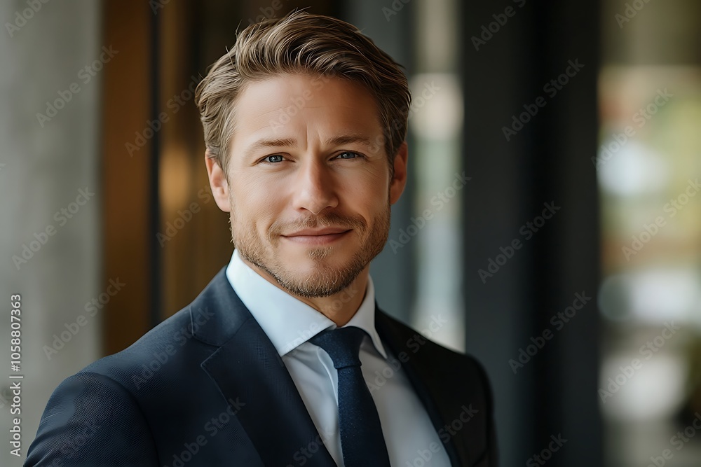 Smiling Businessman in Navy Blue Suit Portrait1 Smiling Businessman in Navy Blue Suit Portrait1