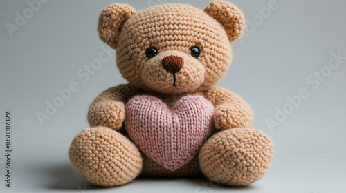 Cute teddy bear holding a heart 