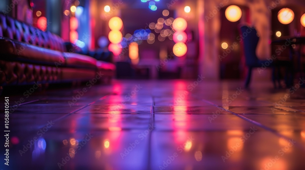 Defocused textures of shiny dance floors and leather couches. Defocused textures of shiny dance floors and leather couches.