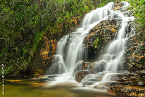 cachoeira na cidade de Alto Paraiso de Goiás, região da Chapada dos Veadeiros, Estado de Goiás, Brasil