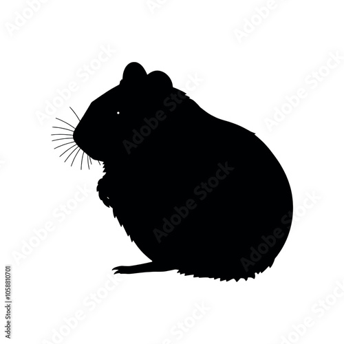 a hamster animal vector silhouette, isolated white background,
