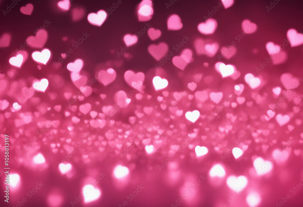 Blurred hearts lights Valentines day pink Bokeh background Blurred hearts lights Valentines day pink Bokeh background
