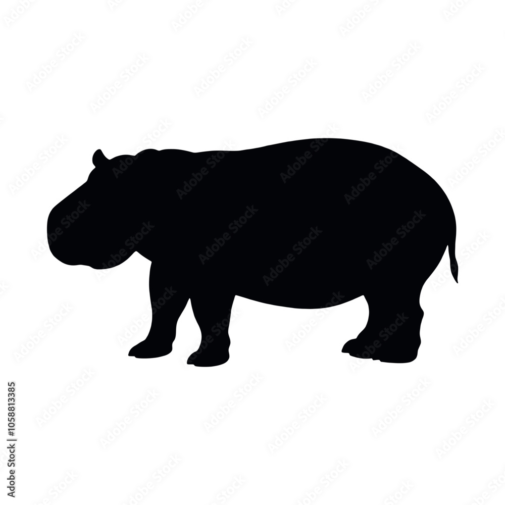 a hippo vector silhouette, isolated white background, silhouette a hippo vector silhouette, isolated white background, silhouette