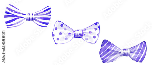 Watercolor bow ties. Vector  illustration of men's clothing accessory