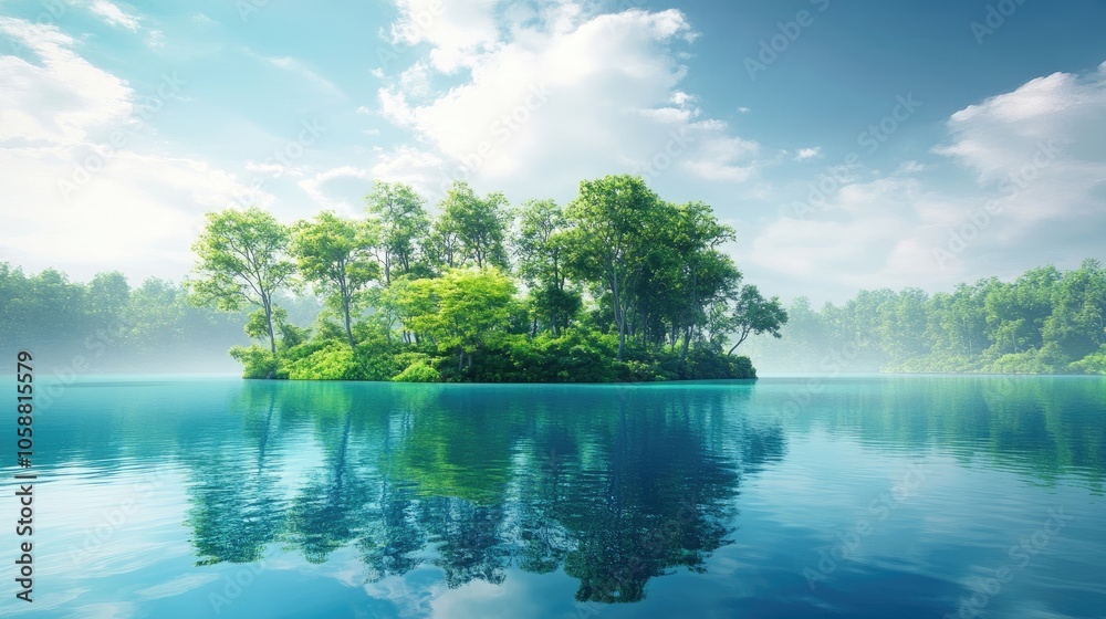 Tranquil blue lake surrounded by a lush island with forest, creating a serene landscape. The blue lake reflects the vibrant colors of nature, ideal for peaceful retreats with ample copy space. Tranquil blue lake surrounded by a lush island with forest, creating a serene landscape. The blue lake reflects the vibrant colors of nature, ideal for peaceful retreats with ample copy space.