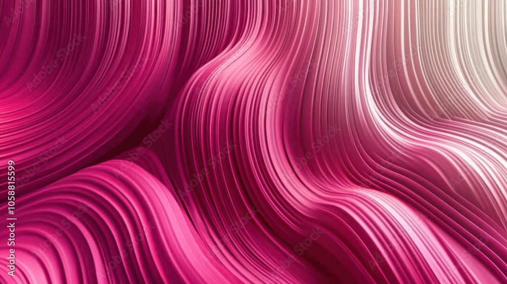 Obraz premium Vibrant pink background with diagonal lines forming abstract waves, leaving the center space open for text, perfect for a modern presentation