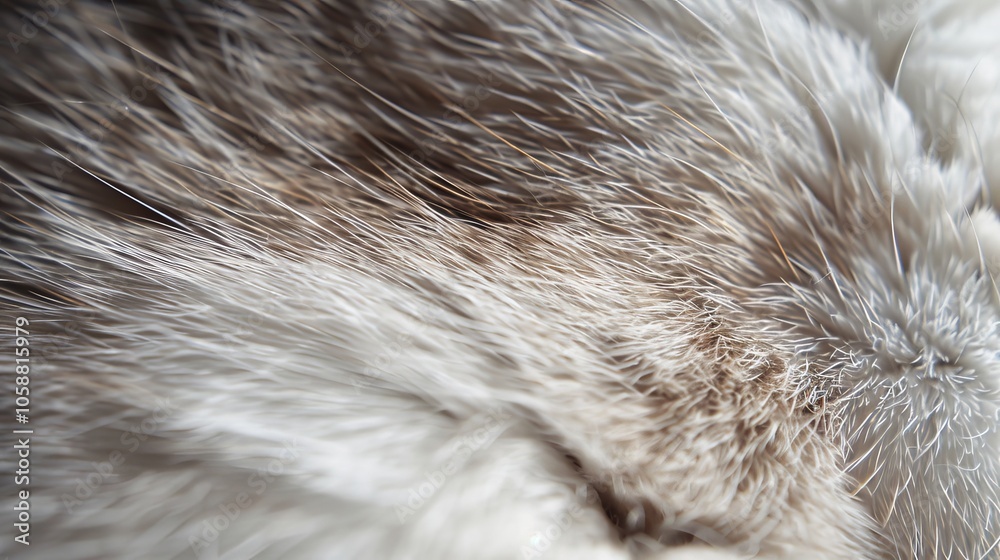 A detailed close-up captures the intricate patterns and textures of cat fur, showcasing its softness and fluffiness under natural light, with each strand visible. A detailed close-up captures the intricate patterns and textures of cat fur, showcasing its softness and fluffiness under natural light, with each strand visible.