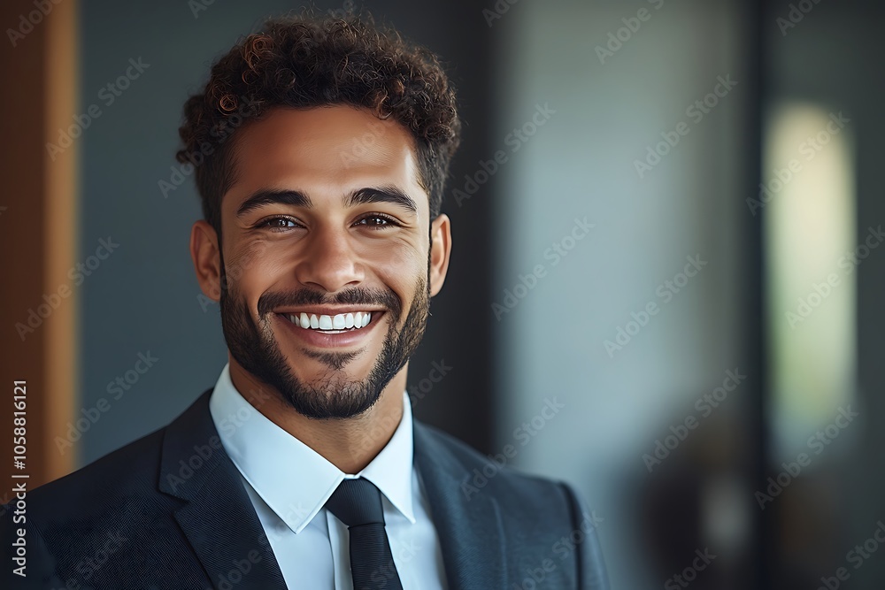 Smiling Businessman in Suit, Confident and Ready for Success Smiling Businessman in Suit, Confident and Ready for Success