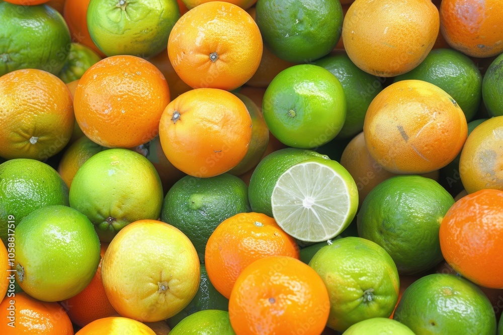 Oranges Close Up. Citrus Limes and Oranges Displayed Together for a Fresh and Healthy Citrus Fruit Experience Oranges Close Up. Citrus Limes and Oranges Displayed Together for a Fresh and Healthy Citrus Fruit Experience