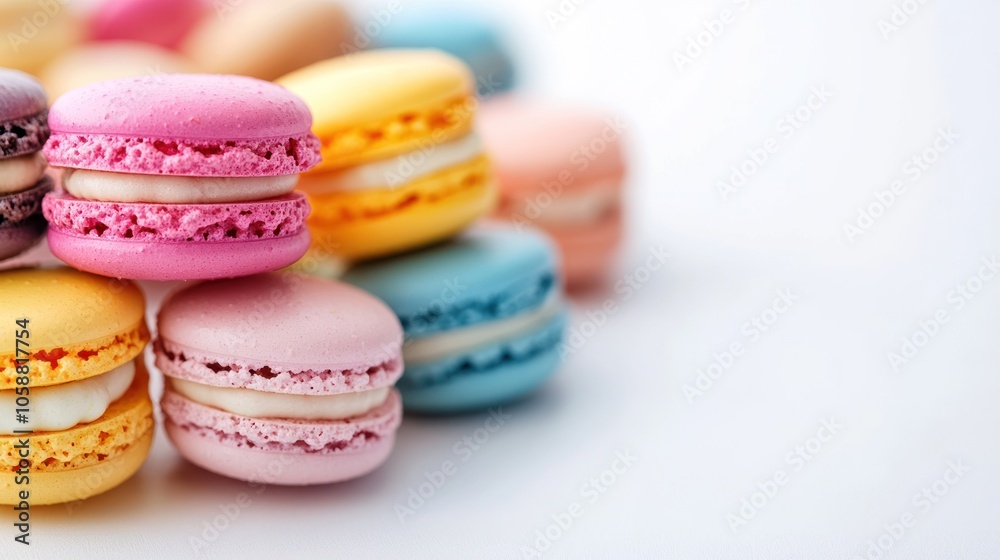 Obraz premium Colorful Macarons on White Background