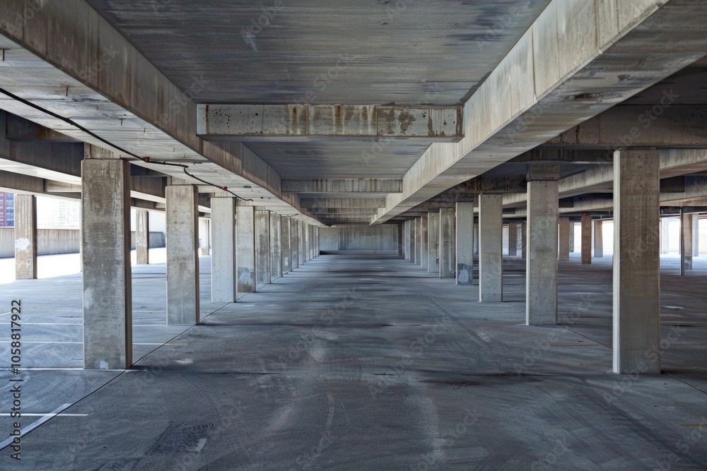Parking Structure: Corporate Business Building in Chicago City - Available Parking Spaces Parking Structure: Corporate Business Building in Chicago City - Available Parking Spaces