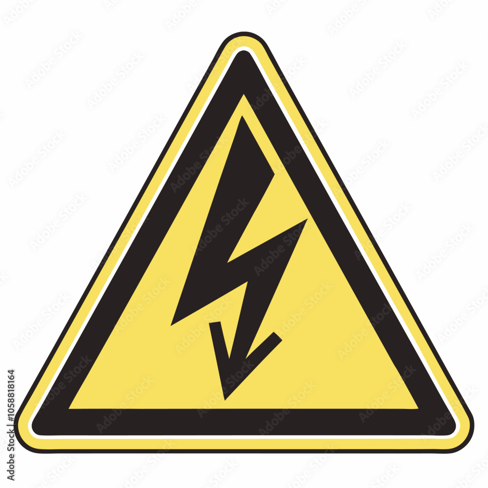 A simple yet impactful warning sign, featuring a black lightning bolt on a yellow triangle, to clearly indicate high voltage and potential danger.