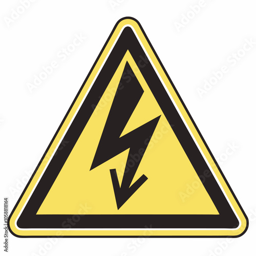 A simple yet impactful warning sign, featuring a black lightning bolt on a yellow triangle, to clearly indicate high voltage and potential danger.