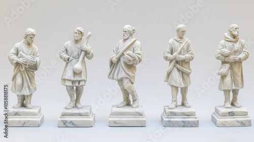 Marble Statues of Musicians and Scholars From Ancient History Generative AI