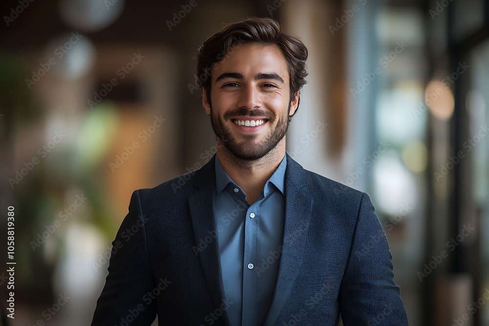 Smiling Businessman Professional Headshot in Office Setting with Natural Lighting Smiling Businessman Professional Headshot in Office Setting with Natural Lighting