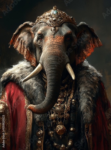 Regal Elephant in Ornate Royal Attire
 photo