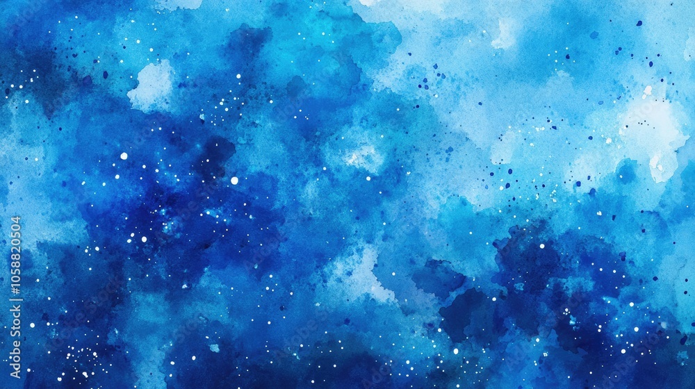 Obraz premium Blue watercolor background illustration depicting a cosmic theme