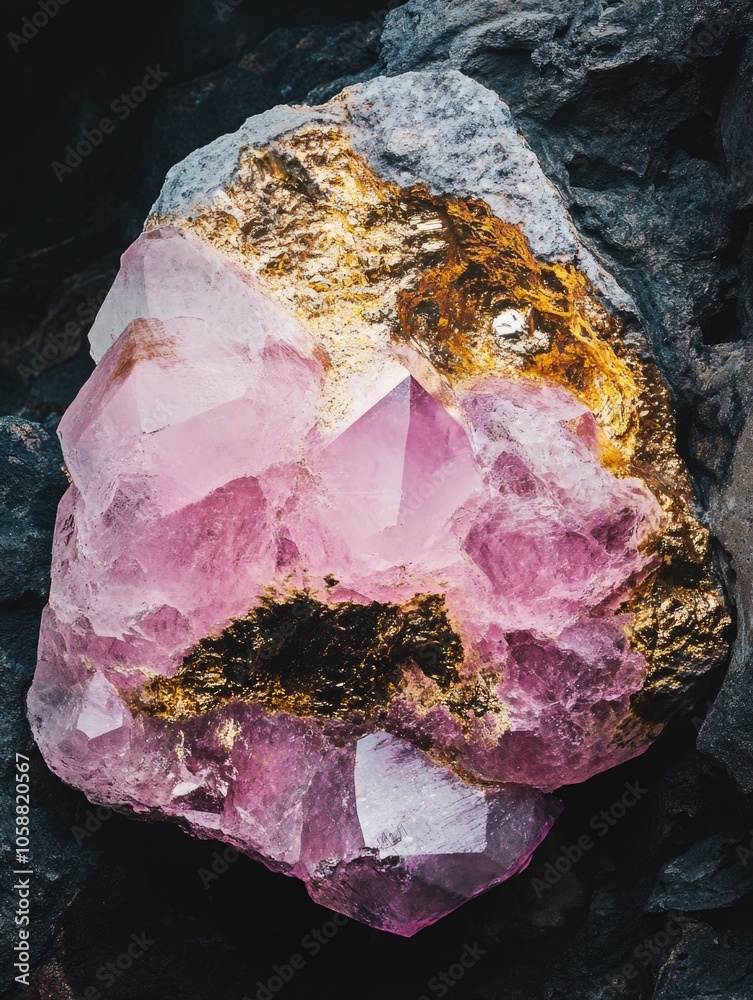 Rock with pink crystal Rock with pink crystal