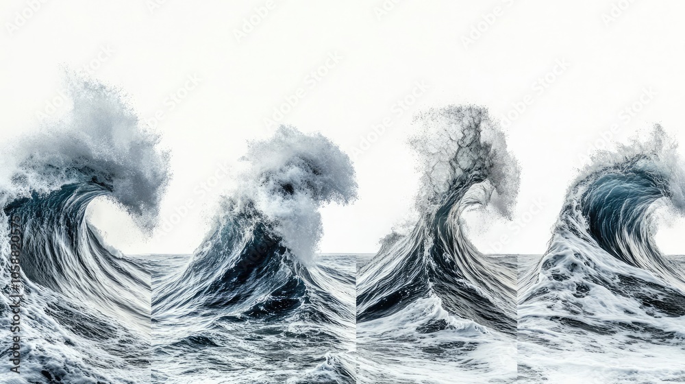 Powerful Sea Waves Crashing on Rocky Coast During Stormy Weather Generative AI Powerful Sea Waves Crashing on Rocky Coast During Stormy Weather Generative AI