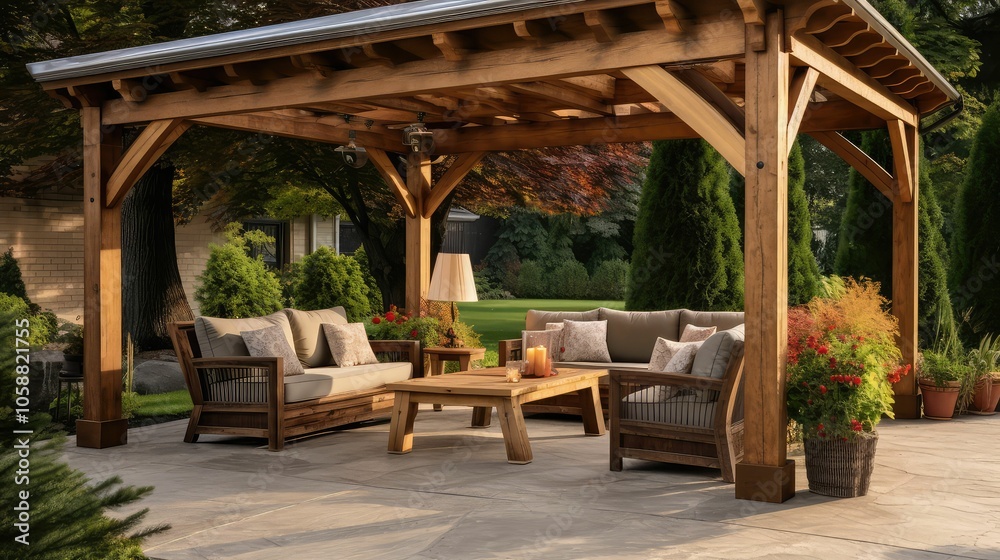 Fototapeta premium patio wood beams