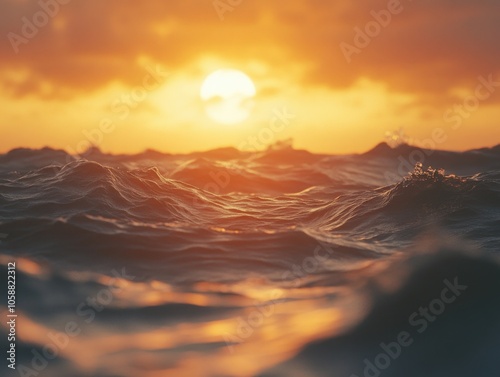 Ocean Sunset with Waves