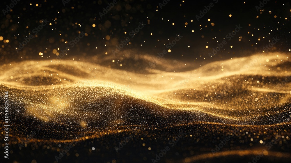 Golden dust wave on a dark backdrop Golden dust wave on a dark backdrop