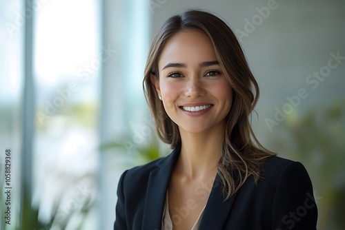 Free Download Smiling Businesswoman in Black Blazer, Determined and Friendly - GFXLoad