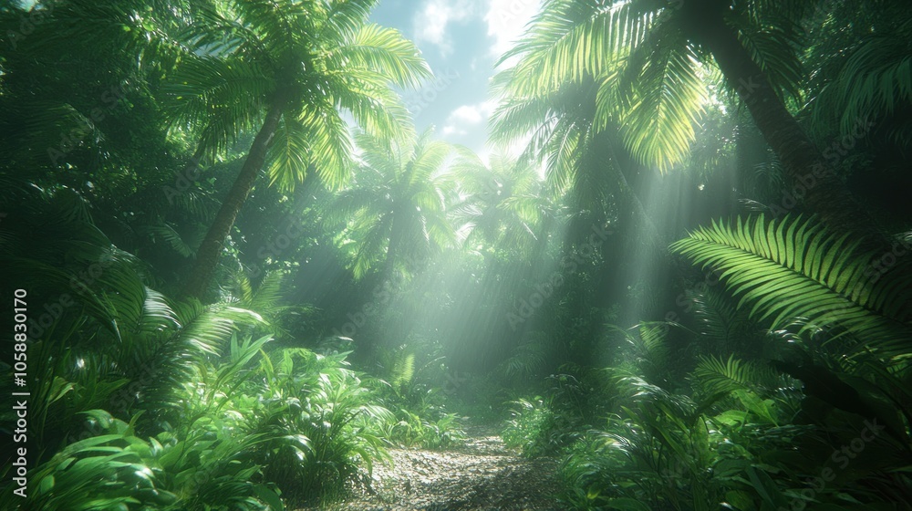 Sunlight Through Lush Rainforest