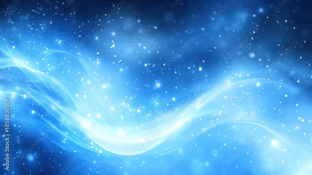 Abstract blue and white glowing wave background with sparkling lights. Abstract blue and white glowing wave background with sparkling lights.