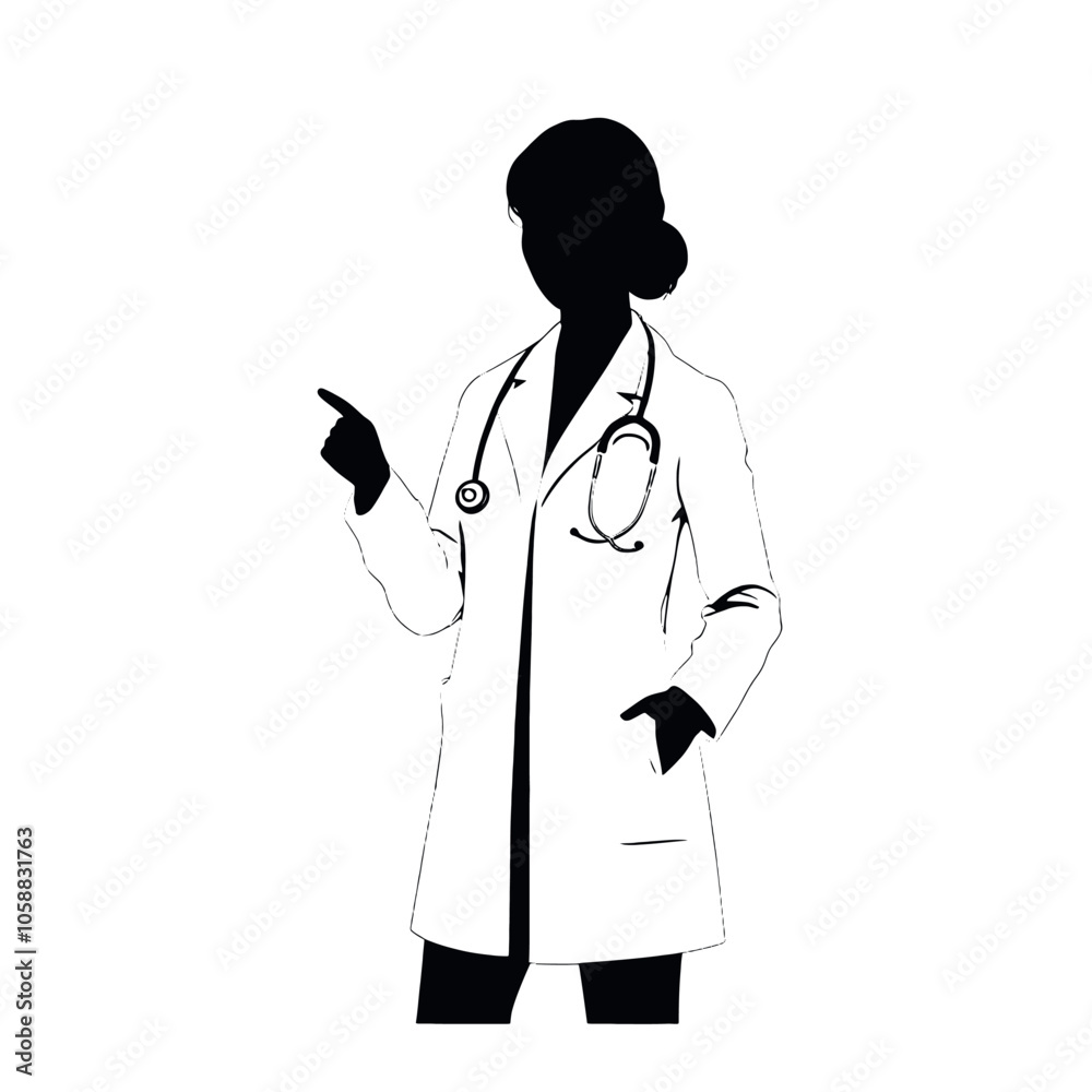 female doctor standing pose vector silhouette female doctor standing pose vector silhouette