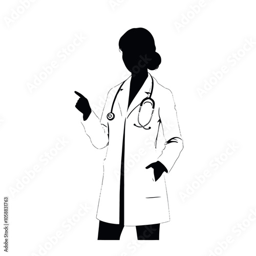 female doctor standing pose vector silhouette