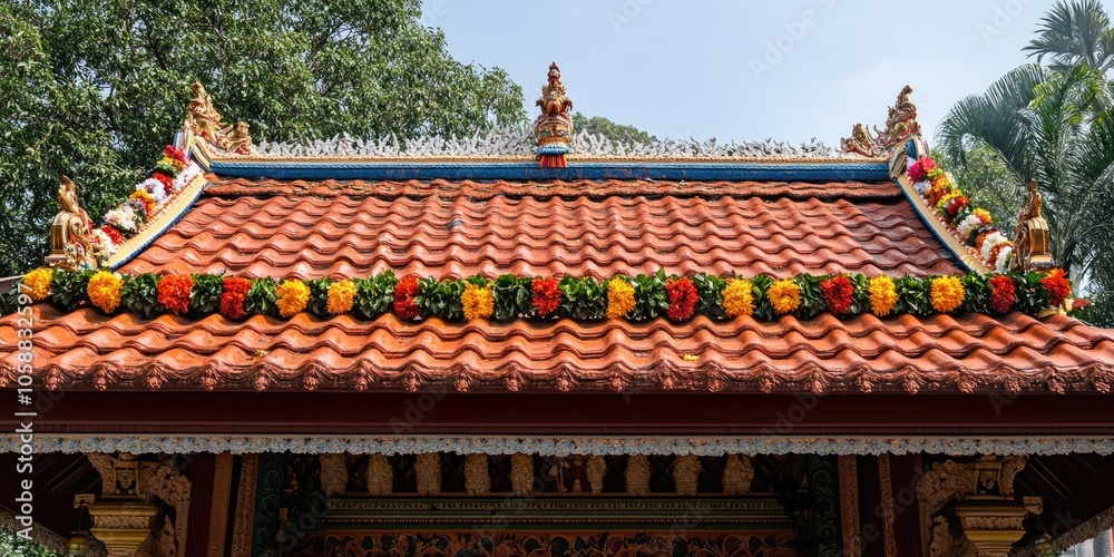 Roof Adorned with Garlands for the Celebration Season Roof Adorned with Garlands for the Celebration Season