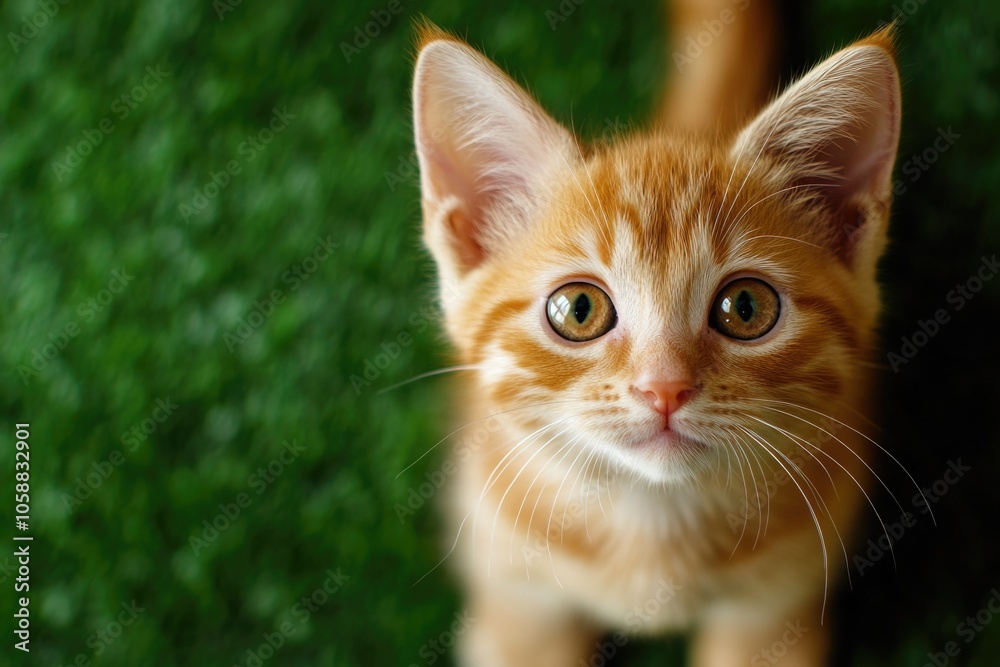 Orange Kitten on Lush Green Field Orange Kitten on Lush Green Field