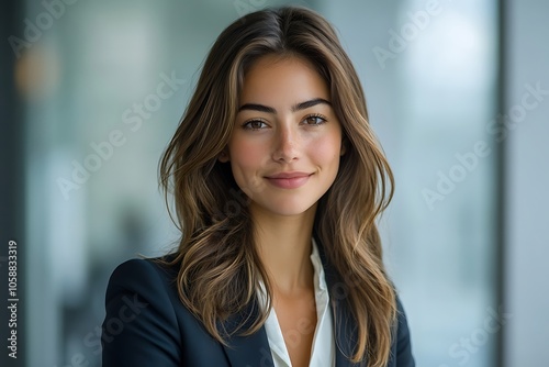 Smiling Businesswoman in Corporate Attire, Headshot Portrait