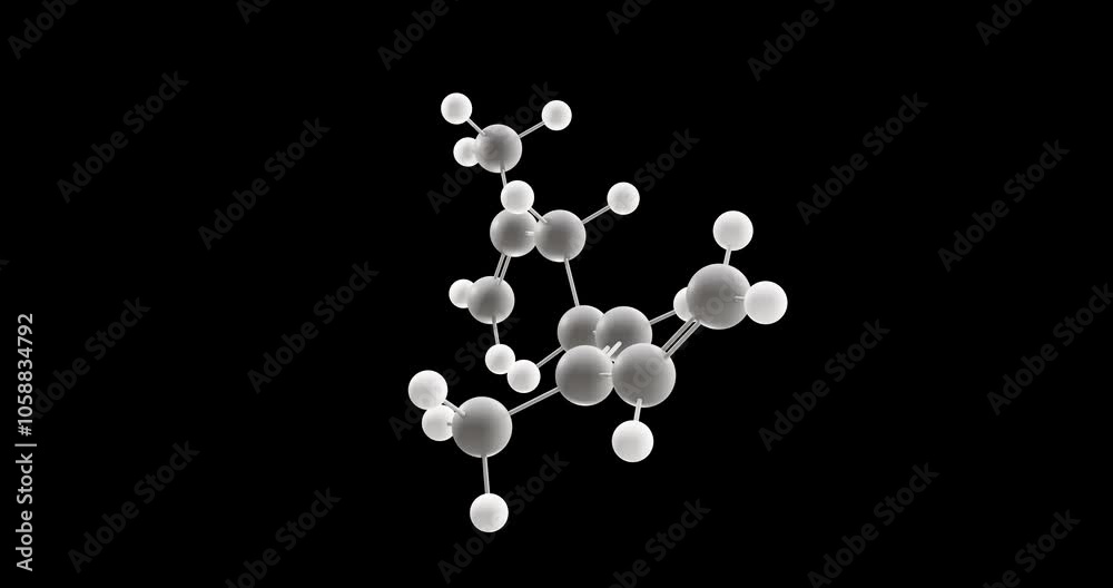 a-Ocimene molecule, rotating 3D model of ocimene, looped video on a black background a-Ocimene molecule, rotating 3D model of ocimene, looped video on a black background