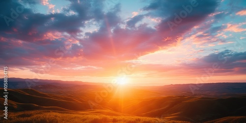 Sunset over hills