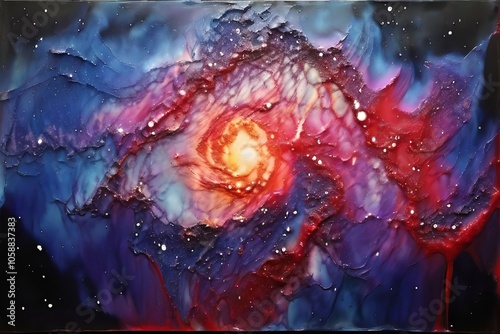  encaustic wax galaxy textured layered representation of a galax photo