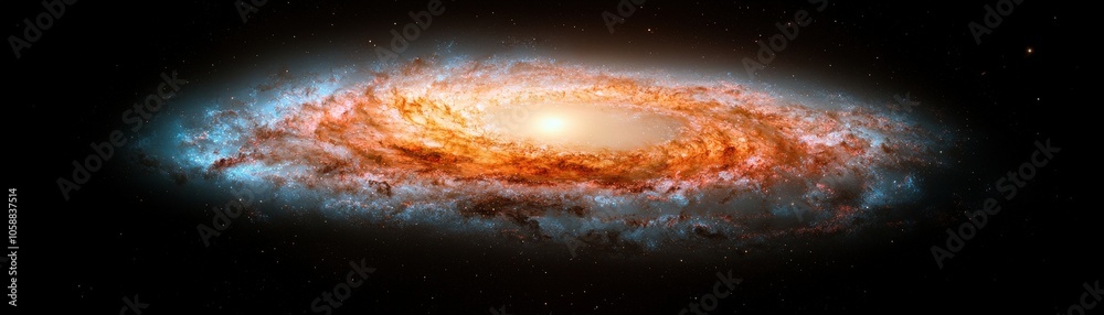 Spiral Galaxy in Space   Cosmic Dust and Stars   Astronomy Background
